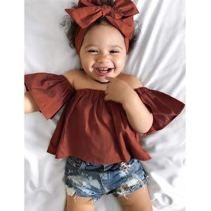 Flutter sleeve top and matching headwrap