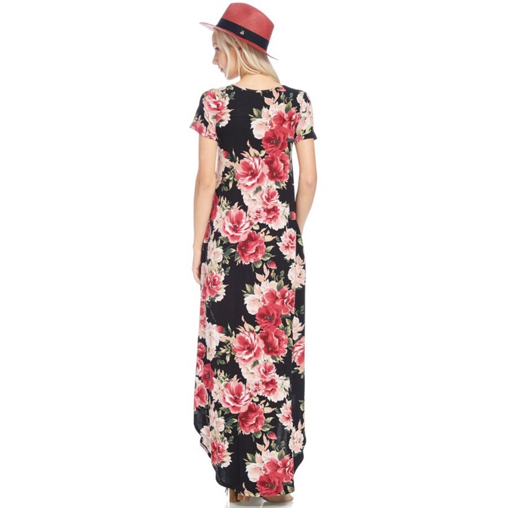 Black floral pocket maxi dress - Picture 4 of 6