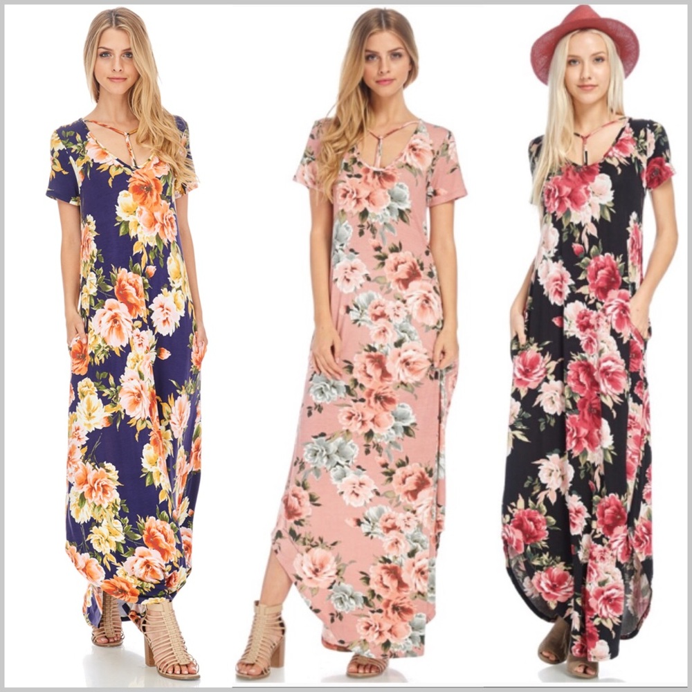 Black floral pocket maxi dress - Picture 6 of 6