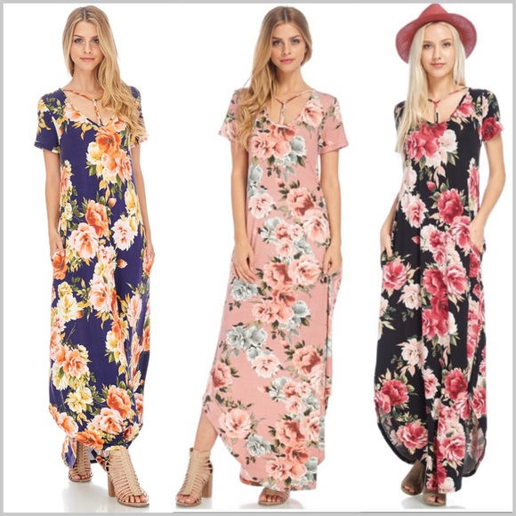 Black floral pocket maxi dress - Picture 6 of 6