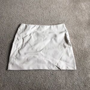 Beige leather mini skirt