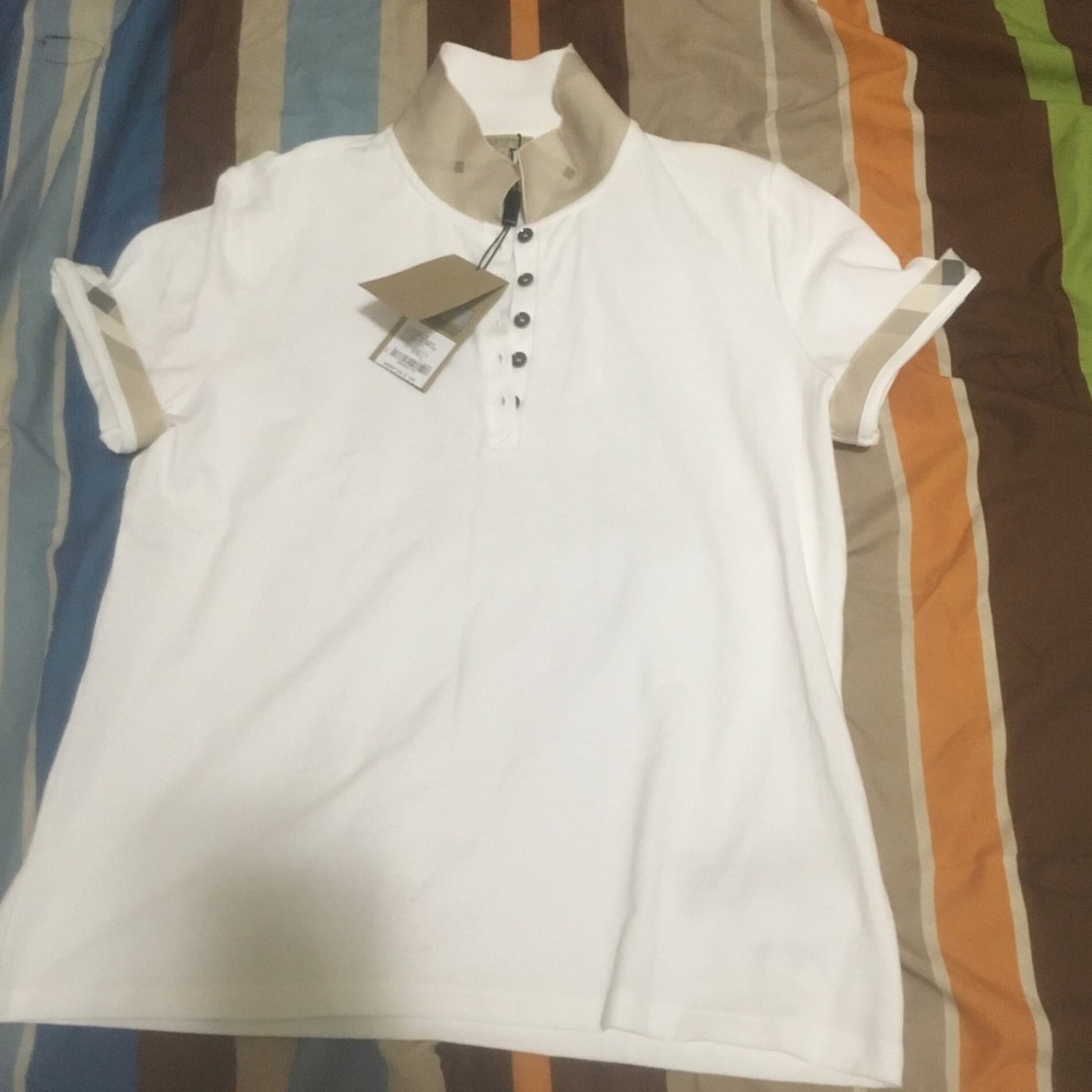 Burberry button neck polo