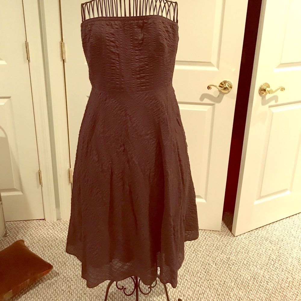 J.Crew  Sz 6 strapless dress brown pucker cotton