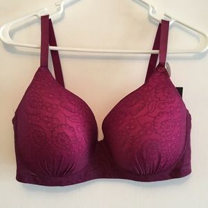 Maroon and Pink Lace Bra