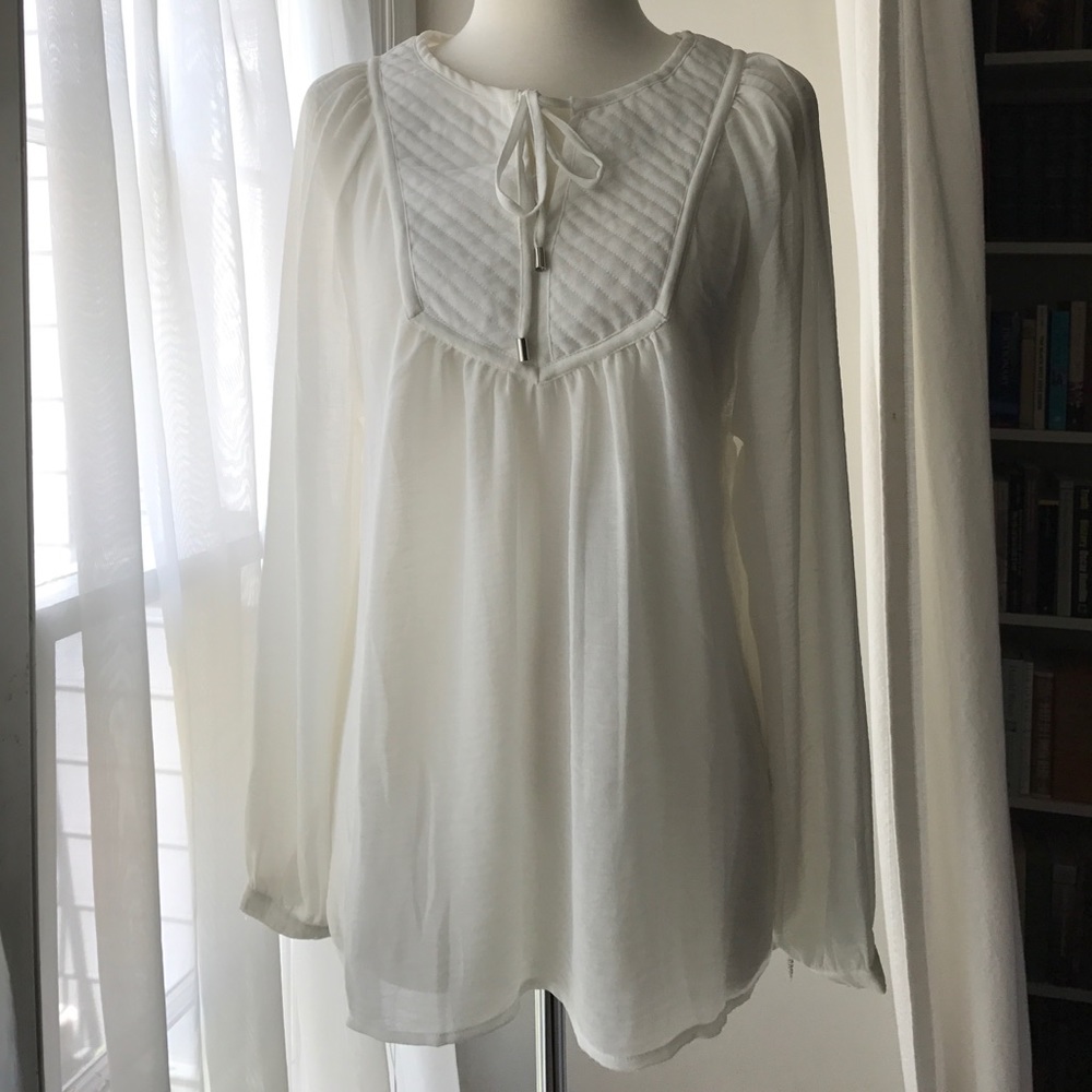NWOT H&M sheer, pretty ivory tunic top