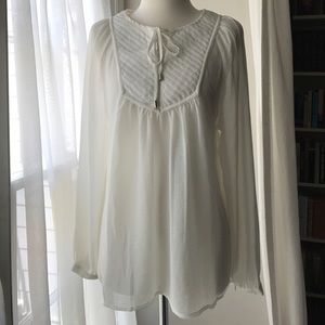 NWOT H&M sheer, pretty ivory tunic top