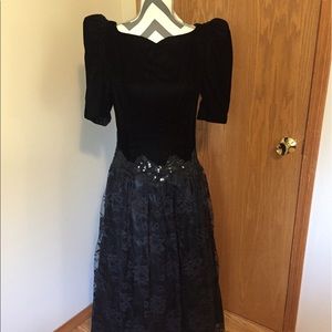 Vintage Velvet and Lace Evening Grown