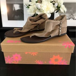 NWT BP COSTA RICA-LEA SAND SUEDE SANDALS W SILVER