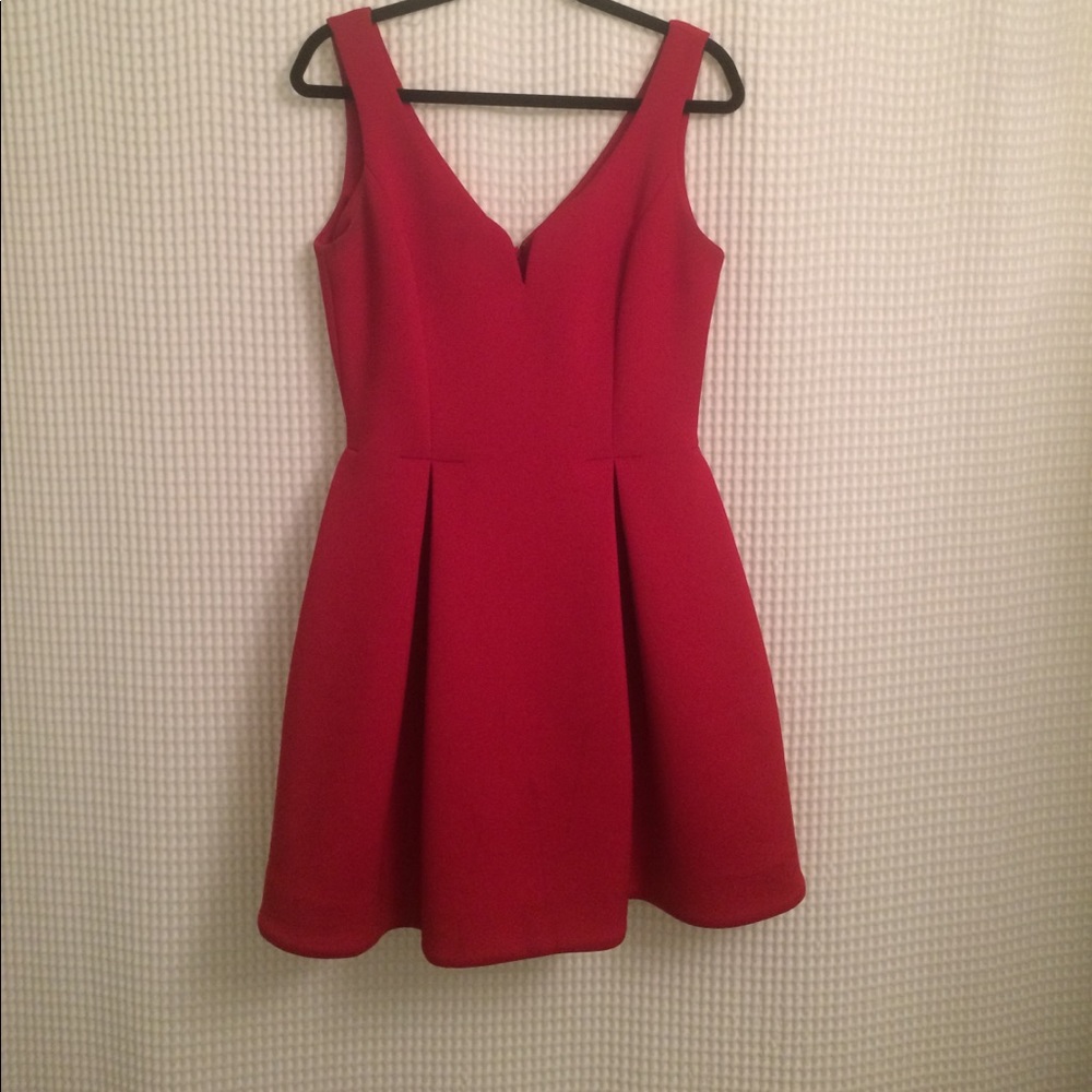 Ali Ro Red Flare Structured Dress
