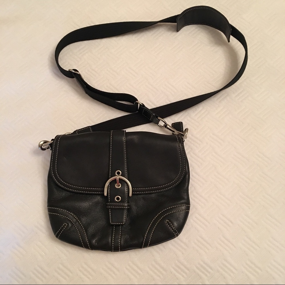 Coach black leather cross body bag purse