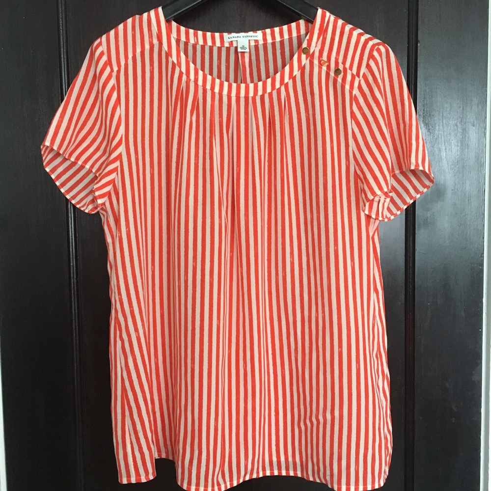 Banana Republic silk stripe blouse.