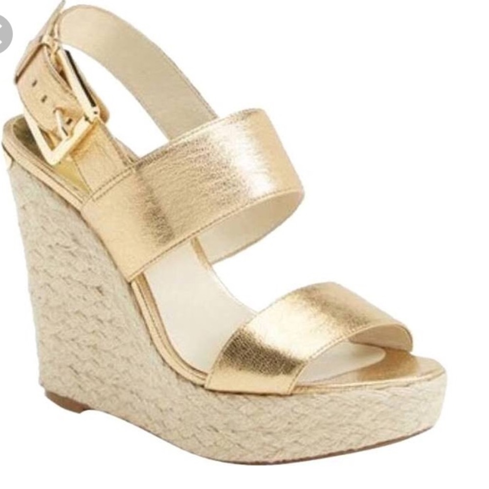Michael Kors gold wedges