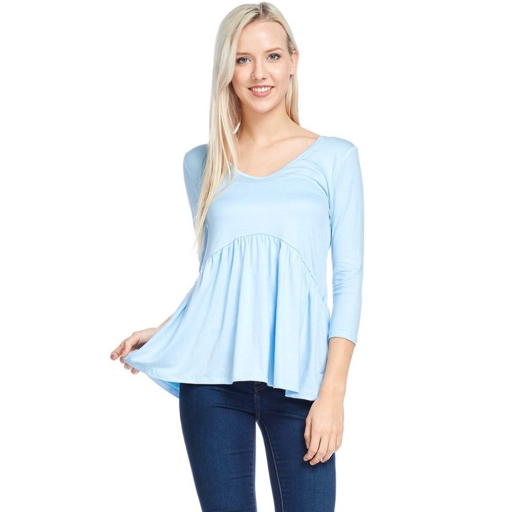💕 Ruffle Bottom Top - Light Blue