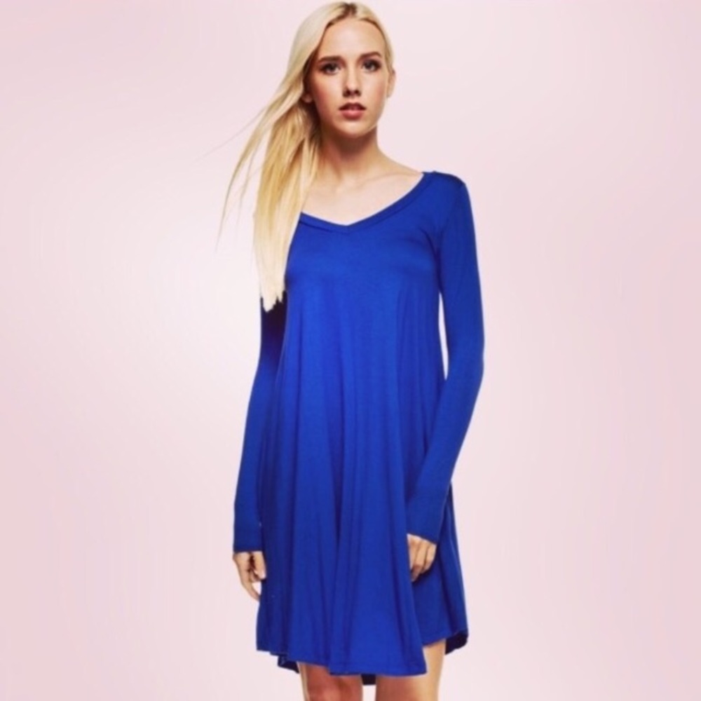 V Neck Long Sleeve Dress