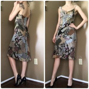 BCBGMaxAzria Silk Patchwork Print Dress