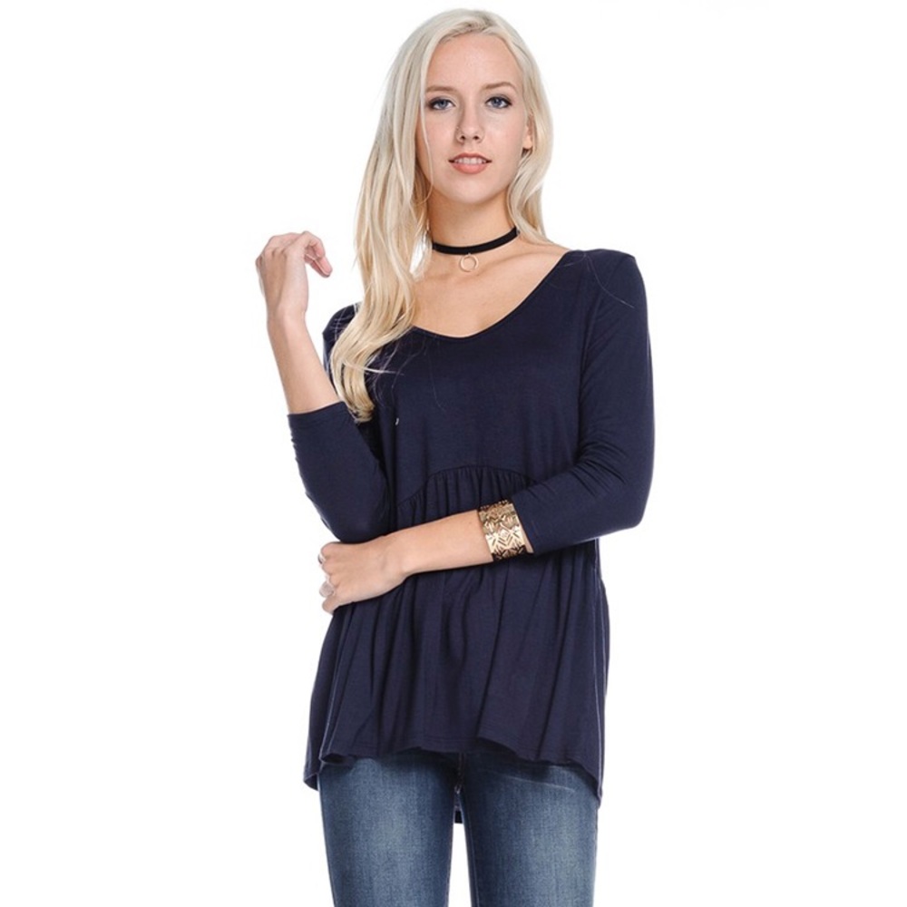 💕 Ruffle Bottom Top - Navy