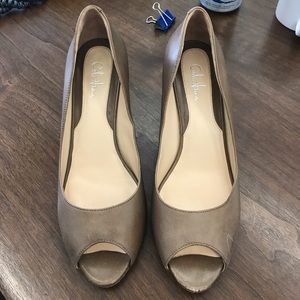 Cole haan tan open toe pumps