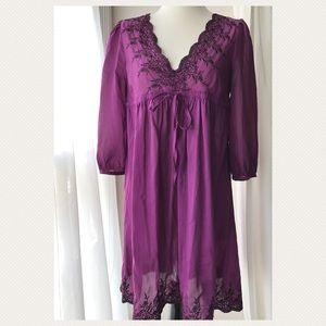 H&M pretty purple, embroidered tunic dress