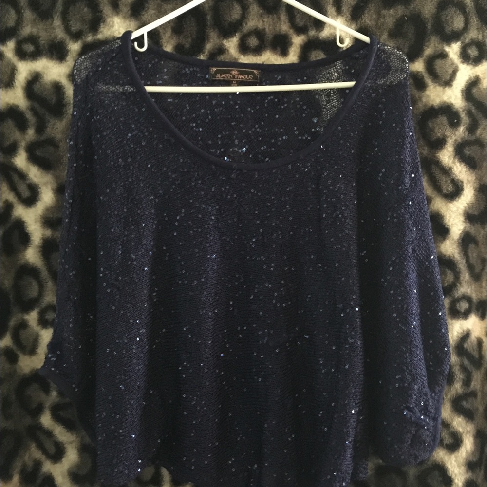 Blue sequin blouse