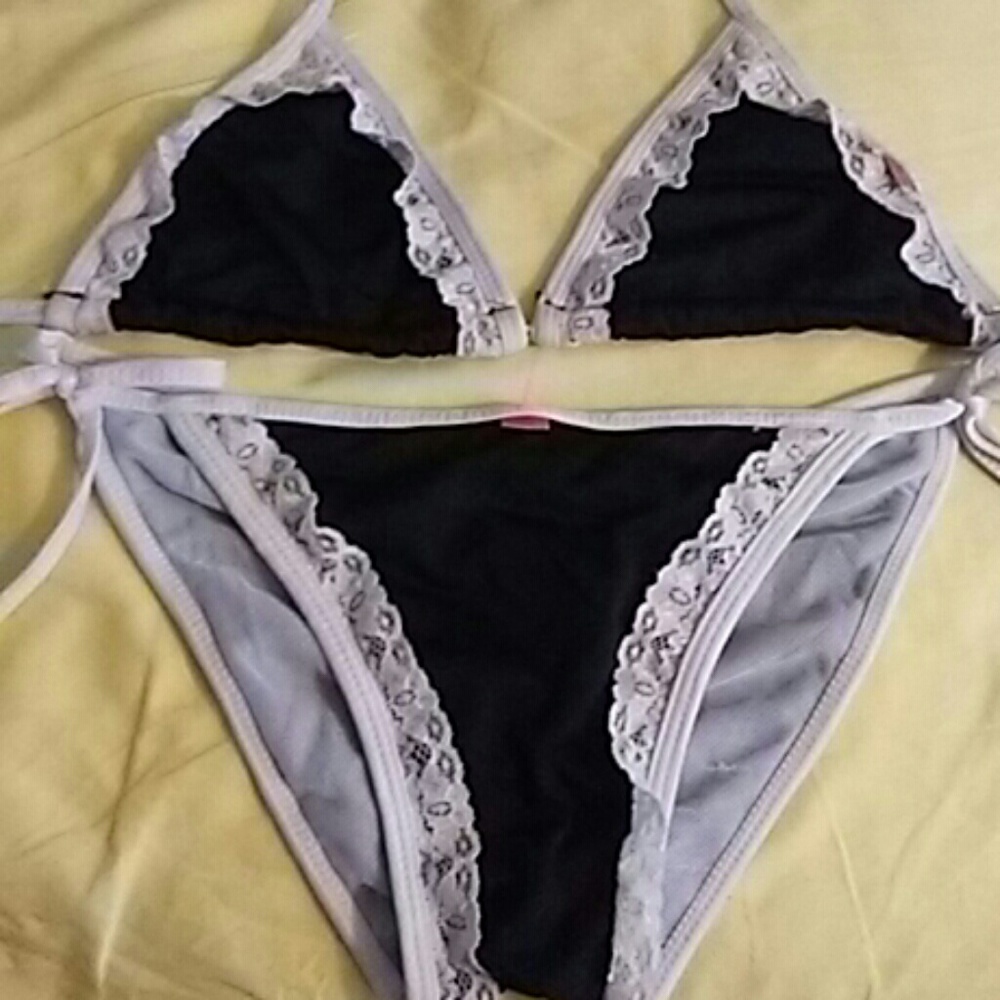 M black and white bikini with lace trim