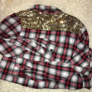 Flannel with sequins