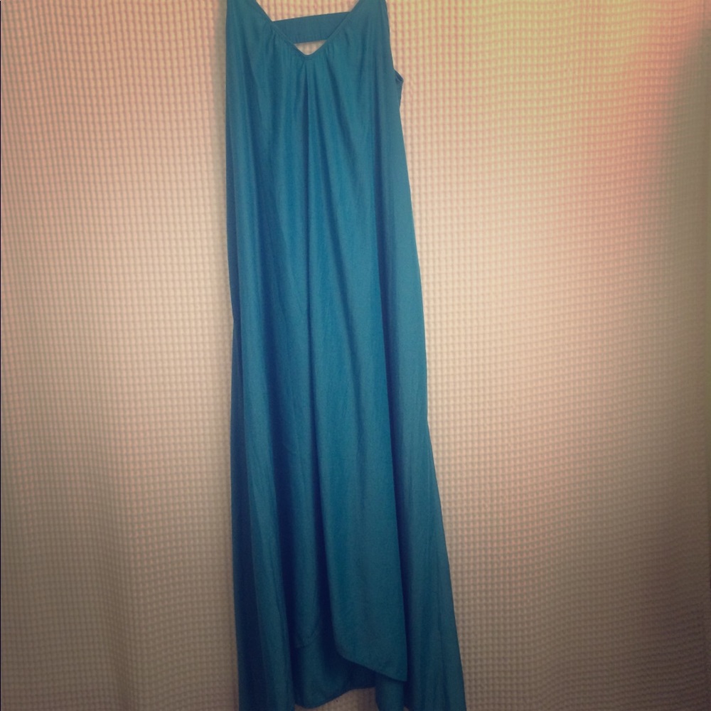 Pink Stitch Teal Maxi Dress