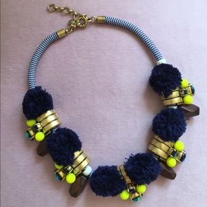 🆕 J. Crew metal sphere Pom-Pom necklace EUC