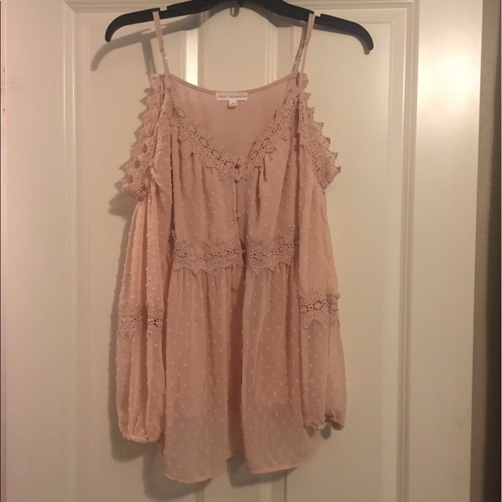 Pink flowy off the shoulder top