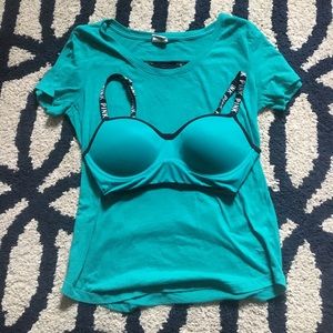 Victoria's Secret PINK strappy bra&open back shirt