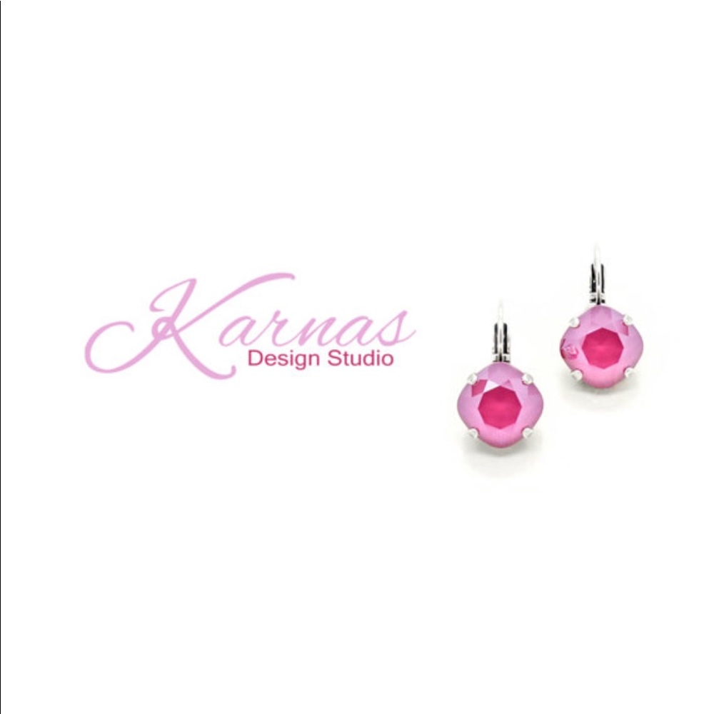 PEONY PINK 12mm Drop Leverback Crystal Earrings