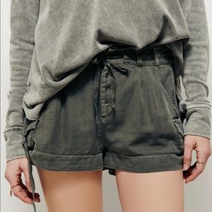 Free People utility army green shorts