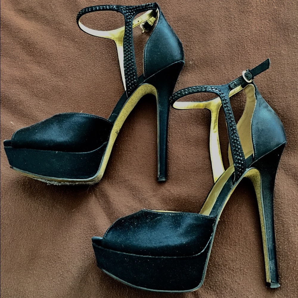 Nine West Stiletto Black Pageant Platform Heels 8