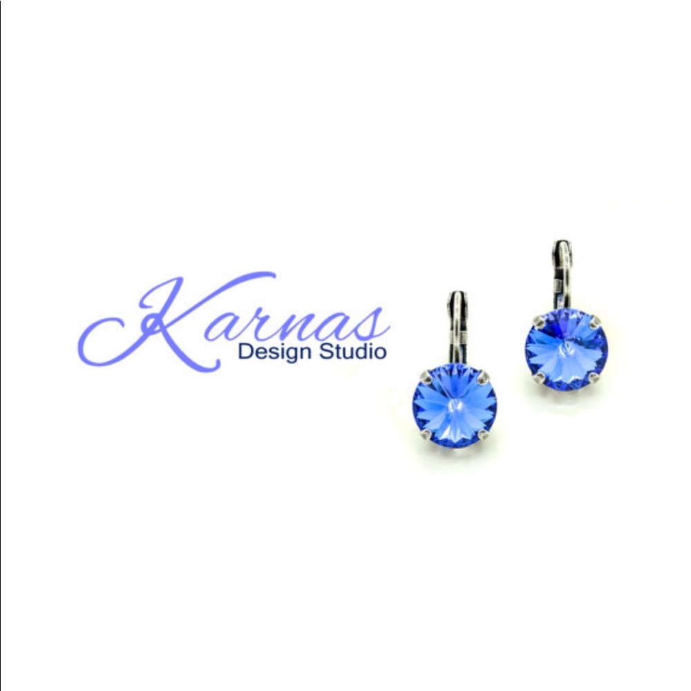 SAPPHIRE 12mm Drop Leverback Crystal Earrings