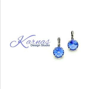 SAPPHIRE 12mm Drop Leverback Crystal Earrings