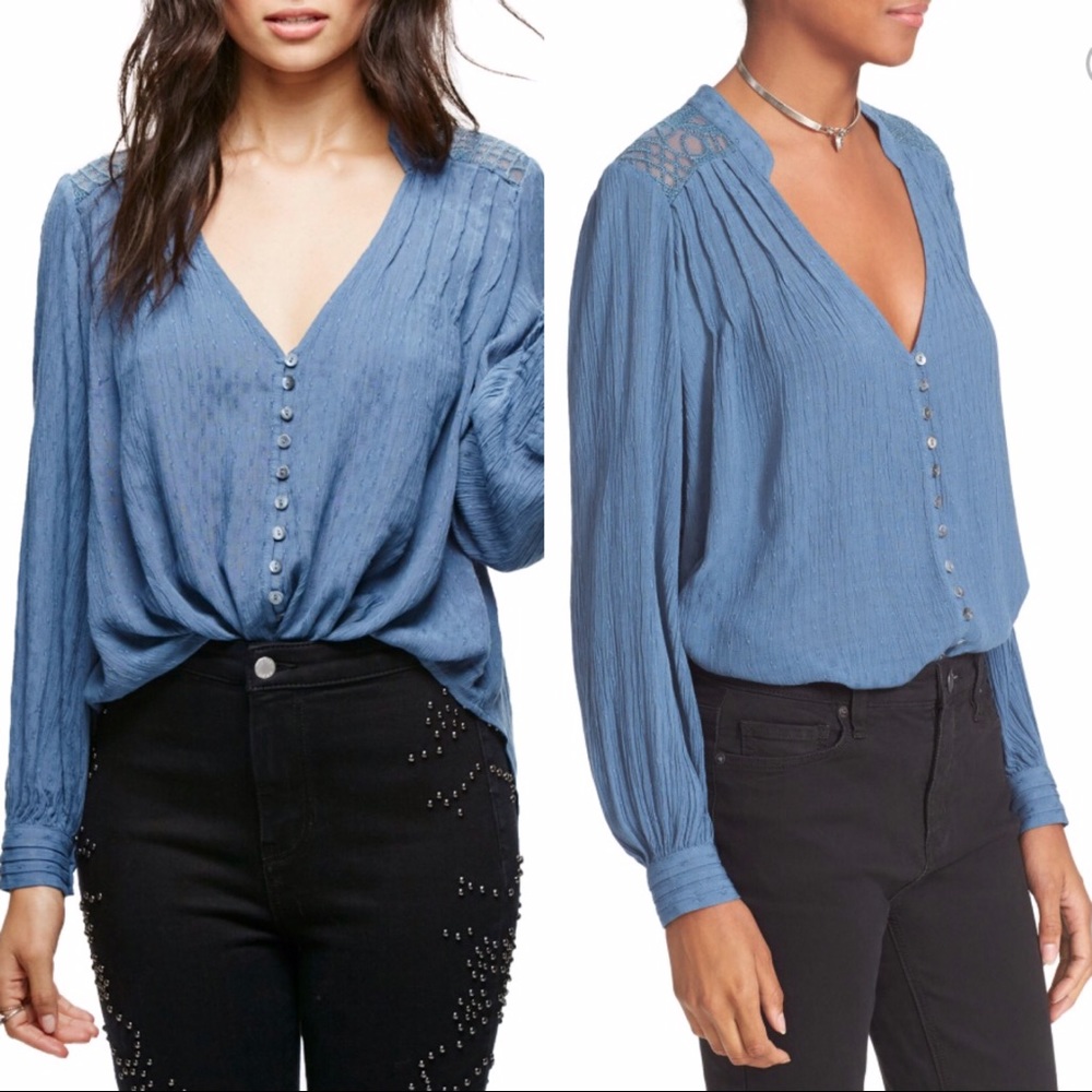 🎉NWT Free People button down hi-low top - Picture 5 of 6