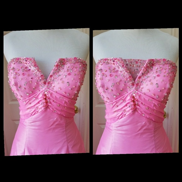 Vintage Pink corset A-line ballgown prom/quincenera/evening gown Juniors Size 5 - Picture 3 of 8