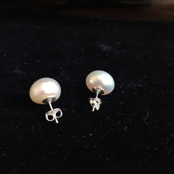 12MM Sea Pearl & Sterling Silver Earrings - Picture 2 of 3