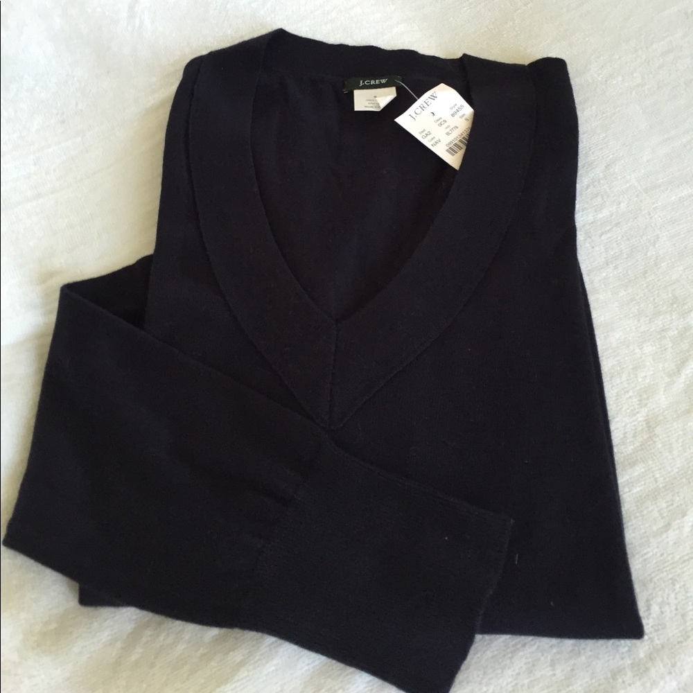 🆕 J. Crew navy cotton v-neck pullover NWT