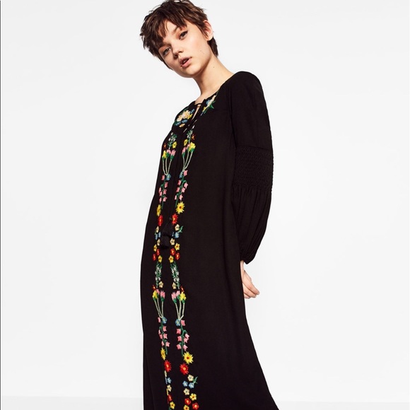 Zara Dresses & Skirts - Zara Embroidered Midi Dress