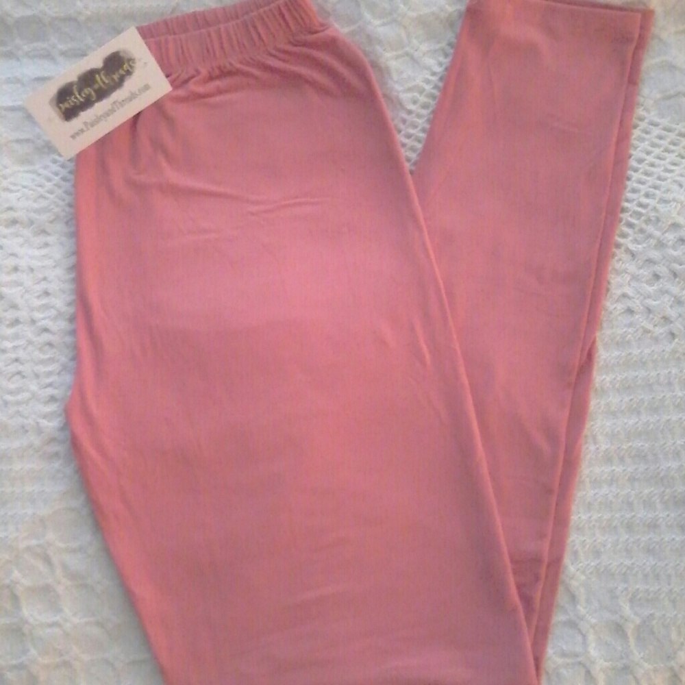 Paisley and Threads Solid Coral leggings