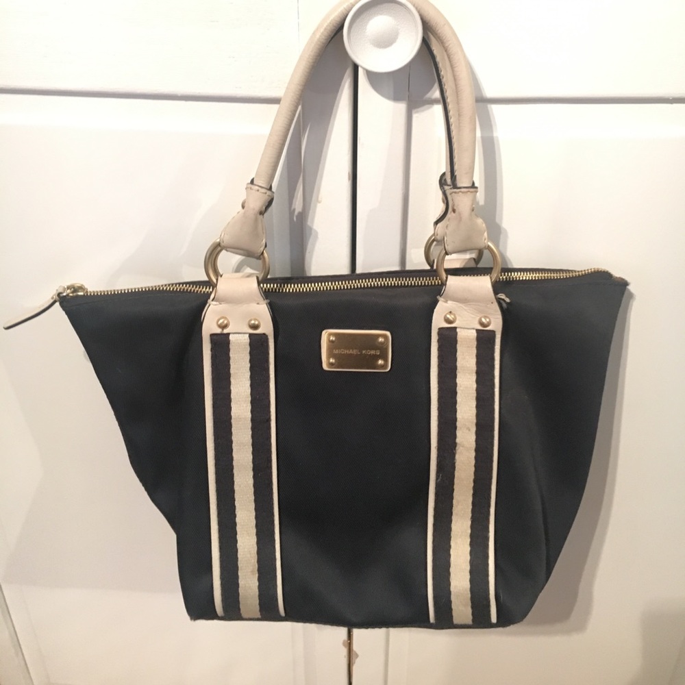 Michael by Michael Kors Navy Striped Purse