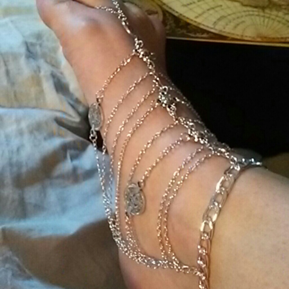 Bohemian silver anklet