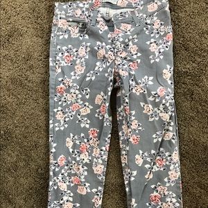 Cropped floral print jeans