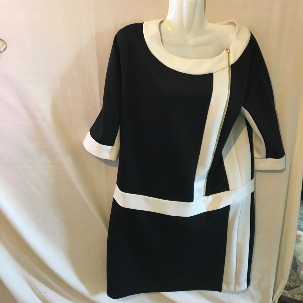 Ellen Tracy size 8, color block, 3/4 sleeve dress