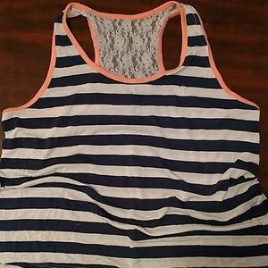 Junior's Racerback Stripped Lace Shirt