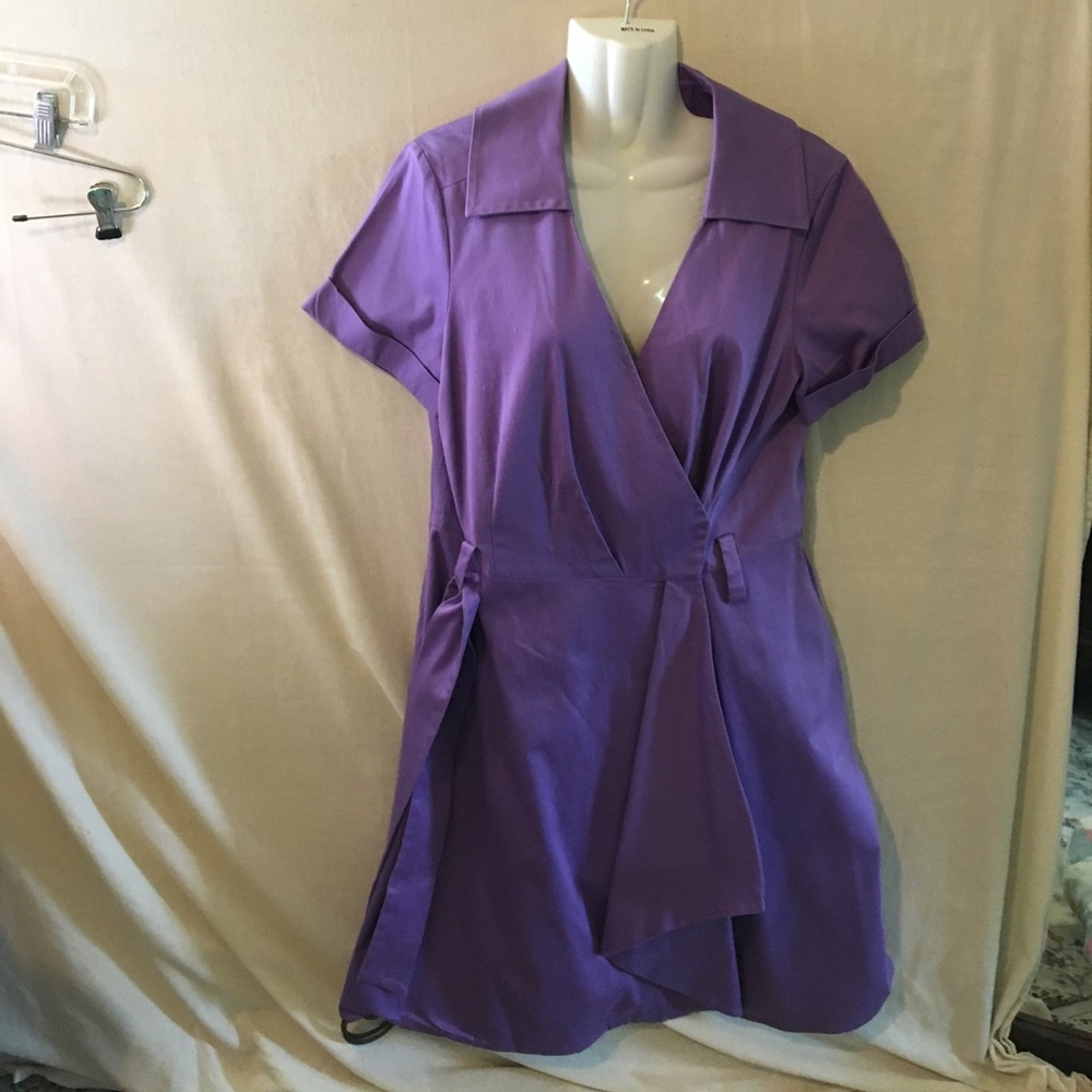 Lilac short sleeve, cotton, shirt waist dress, 10