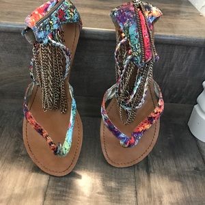 Chain ankle wrap around sandals