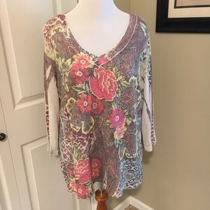 Floral print tunic sweater