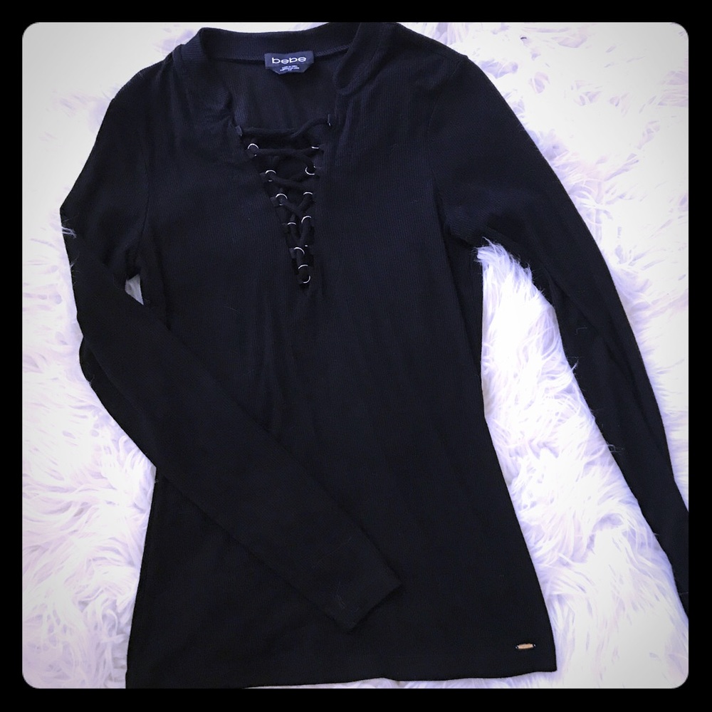 Bebe crisscross v-neck shirt