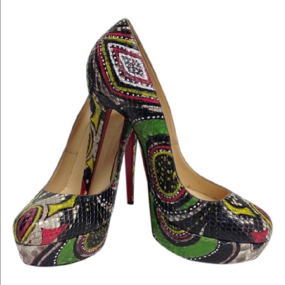 CHRISTIAN louboutin hand painted python shoes - Picture 1 of 4
